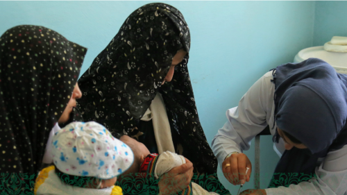 Child getting vaccine